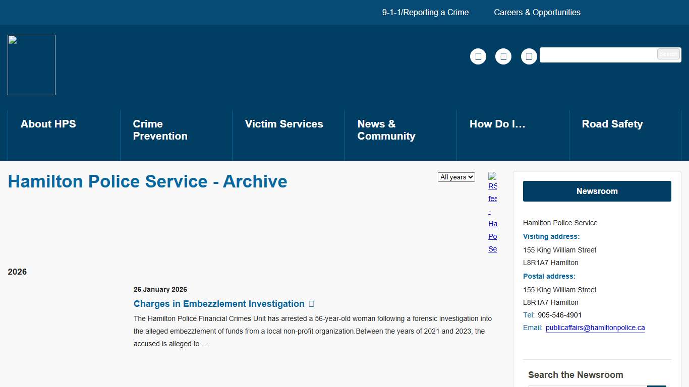 Archive Hamilton Police Service