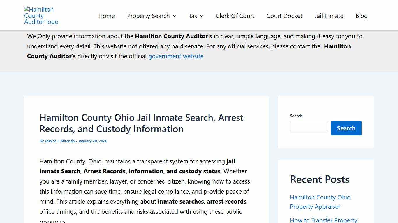 Hamilton County Ohio Jail Inmate Search, Arrest Records 2026