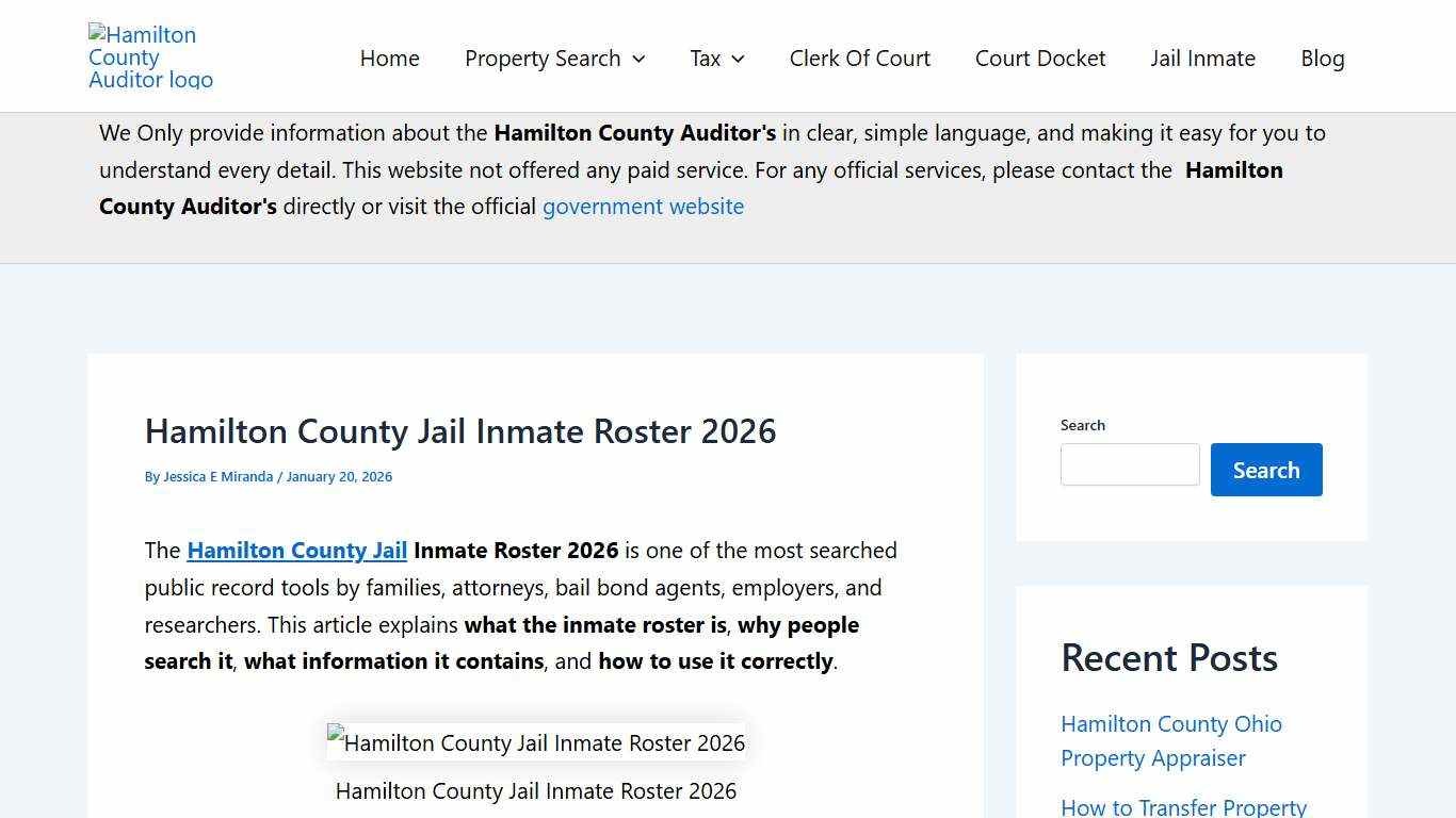 Hamilton County Jail Inmate Roster 2026